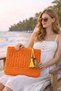 Bohemian Orange Hand Knitted Women's Shoulder Bag – Summer Large Size Handmade Bag - 2