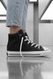 Unisex Black Canvas High-Top High-Top Fabric Sneaker Shoes - 6