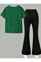 Girls' Clover and Leopard Printed T-Shirt and Spanish Pants Set - 3