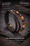 Men's Natural Stone Leather Bracelet with Tiger's Eye Agate Onyx Stone, Multi-Layered Stylish Bracelet - 3