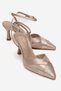 Estela Beige Satin Mesh Detailed Women's Heeled Shoes