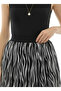 Women's Black and White Zebra Patterned Pleated Chiffon Long Skirt - Lined Elastic Waist Maxi Skirt - 6