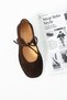Ulya Women's Lace-Up Elastic Genuine Leather Ballerinas Brown Suede - 4