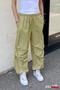 Pleated Jogger Parachute Pants with Elastic Waist and Cuffs and Stopper - 2