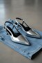 Margaret Silver Women's (3 cm Heeled) Pointed Toe Short Kitten Heel Shoes - 3
