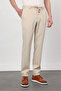 Men's Cream Side Pocket Textured Jogger Slim Fit Stretchy Trousers 1003260177 - 2