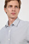 White-Black Hard Collar Long Sleeve Pocketless Slim Fit Cotton Shirt 1004260214 - 4