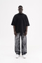 Men's Ethnic Embroidered Double Face Oversize T-Shirt Black - 7