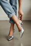 Margaret Silver Women's (3 cm Heeled) Pointed Toe Short Kitten Heel Shoes - 7
