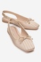 Zelvia Beige Satin Bow Open Back Women's Ballerina Shoes
