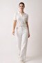 Ecru 100% Cotton Jeans with Pocket and Leg Detailing - 2