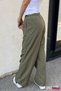 Pleated Jogger Parachute Pants with Elastic Waist and Cuffs and Stopper - 5