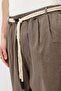 Belt detailed oversize linen trousers mink - 5