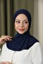 Hijab Women's Snap Fastener Hijap Bonnet Ready-made Hijab Shawl Navy Blue - 4