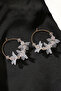 Women's Gold Flower Figured Hoop Earrings - 2