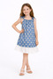 Girl's 100% Cotton Denim Fabric Floral Patterned Strappy Summer Dress - 2