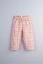 Plaid Patterned Flared Muslin Loose-Fit Children's Trousers 100% Cotton (Coral Plaid)