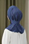 Hijab Women's Snap Fastener Hijap Bonnet Ready-made Hijab Shawl Indigo - 3