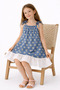Girl's 100% Cotton Denim Fabric Floral Patterned Strappy Summer Dress - 5