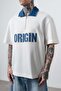 Men's Origin Embroidered Polo Collar Regular Fit T-Shirt Ecru - 4