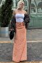 Orange Polka Dot Slit Maxi Women's Skirt Sh255 - 7