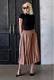 Camel Pleated Midi Length Women's Skirt Sh374 - 2