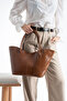 Women's Handbag with Tan Leather Accessories, Spacious and Convenient - 2