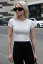 White Basic Women's T-Shirt / Fitted Cut Sh373 - 4