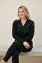 Laser Cut Shirt Collar Stone Detailed Blouse - 4