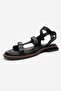 Morez Black Skin Genuine Leather Women's Sandals - 6