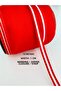 10-meter-wide ribbon with a 1-cm-wide white center and red stripes, suitable for decoration and packaging