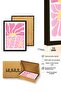 Black Wood Framed Retro Abstract Painting - Pink and Yellow Floral Pattern Wall Decor |   Huhu2764 - Single Table Black Frame - 3