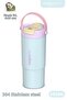 Tumbler Mug 660 ml Single Lid Dual Use Straw Comfortable Drinking Handle Stainless Steel Thermos 1102-660
