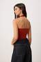 Tile Plain Fitted Halter Neck Tie-Detail Sleeveless Snap Fastener Stretchy Knitted Bodysuit Twoss26Bd00024 - 4
