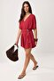 Red Shift Double Breasted Short Sleeve Belted Short / Mini Textured Knitted Jumpsuit Twoss26Tu00047 - 2