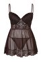 Kahverengi Dantel ve Şerit Detaylı Tül Kaplı Külotlu Babydoll/Fantezi Gecelik TBBSS26DH00010 - 5