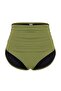 Oil Green High Waist Corset Gathered Detailed Gathering Plus Size Bikini Bottom Tbbss23Cr00001 - 4