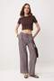 Kahverengi Dar Kalıp Beli Lastikli Renkli Çizgili Wide Leg/Geniş Paça Pantolon TWOSS26PL00154 - 2