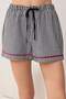 Black Gingham/Plaid and Slogan Detailed Webbing Detailed Woven Pajama Set Thmss26Pt00185 - 5