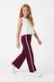 Bordo Pamuklu Kız Çocuk Biye Detaylı Esnek Wide Leg/Geniş Paça Örme Pantolon TKDSS25PL00015 - 2