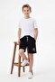 Navy Blue-Grey-Black 3-Piece Boys' Plain Knitted Shorts & Bermuda Shorts Tkdss26Sr00004 - 6