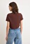 Brown Regular/Normal Fit Short Sleeve Lace Tok 100% Cotton Knitted T-Shirt Twoss26Ts00224 - 4