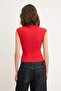 Red Fitted/Sleeveless Crop/Short Cotton Ribbed Knitted Tank Top Twoss26Al00083 - 4