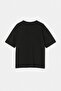 Black Oversize/Wide Cut Embroidered 100% Cotton T-Shirt Tmnss26Ts00048 - 7