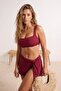 Burgundy Gathered Detailed Bralette Covered Bikini Top Tbess25Bu00035