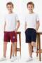 Burgundy-Navy Blue Plain Boys' Knitted Shorts & Bermuda Shorts Tkdss26Sr00013