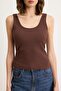 Brown-Khaki 2-Pack Fitted/Slim Fit Pool Collar Ribbed Stretch Knitted Undershirt Twoss24Al00050 - 3