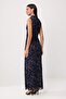 Füme Kabartma Çiçekli Tül Bodycone/Vücudu Saran Maxi Örme Abiye & Mezuniyet Elbisesi TPRSS26AE00169 - 4