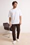 Brown Straight Fit Textured Sweatpants Tmnss26Ea00002