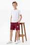 Burgundy-Navy Blue Plain Boys' Knitted Shorts & Bermuda Shorts Tkdss26Sr00013 - 2